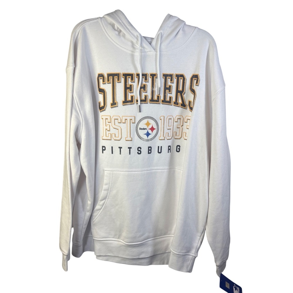Starter Pittsburgh Steelers EST 1933 Hoodie Fleece Pullover White XXL